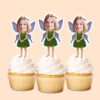 Custom Green Leaf Fairy Face Cutout – Cupcake Topper Custom Green Leaf Fairy Face Cutout shown on a cupcake topper mockup