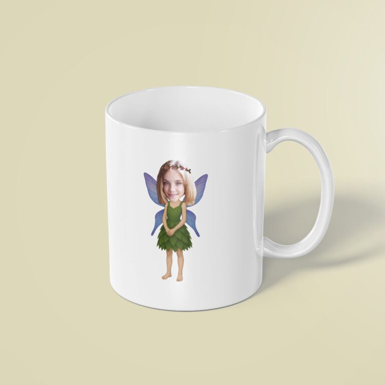 Custom Green Leaf Fairy Face Cutout – Mug Custom Green Leaf Fairy Face Cutout shown on a mug mockup