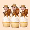 Custom Lion Safari Explorer Face Cutout – Cupcake Topper Custom Lion Safari Explorer Face Cutout shown on a cupcake topper mockup
