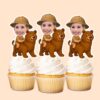 Custom Bear Safari Explorer Face Cutout – Cupcake Topper Custom Bear Safari Explorer Face Cutout shown on a cupcake topper mockup