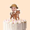 Custom Tiger Safari Rider Holding on Face Cutout – Cake Topper Custom Tiger Safari Rider Holding on Face Cutout shown on a cake topper mockup