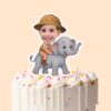 Custom Elephant Safari Rider Holding on Face Cutout – Cake Topper Custom Elephant Safari Rider Holding on Face Cutout shown on a cake topper mockup