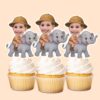Custom Elephant Safari Rider Holding on Face Cutout – Cupcake Topper Custom Elephant Safari Rider Holding on Face Cutout shown on a cupcake topper mockup