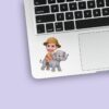 Custom Elephant Safari Rider Holding on Face Cutout – Sticker Custom Elephant Safari Rider Holding on Face Cutout shown on a sticker mockup