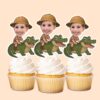 Custom Crocodile Safari Tan Safari Helmet Face Cutout – Cupcake Topper Custom Crocodile Safari Tan Safari Helmet Face Cutout shown on a cupcake topper mockup