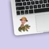 Custom Crocodile Safari Tan Safari Helmet Face Cutout – Sticker Custom Crocodile Safari Tan Safari Helmet Face Cutout shown on a sticker mockup