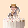 Custom Gray Wolf Safari Explorer Face Cutout – Cake Topper Custom Gray Wolf Safari Explorer Face Cutout shown on a cake topper mockup