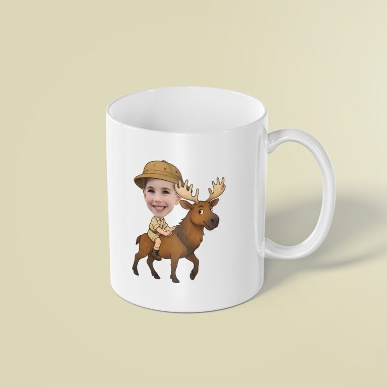 Custom Elk Safari Explorer Face Cutout – Mug Custom Elk Safari Explorer Face Cutout shown on a mug mockup