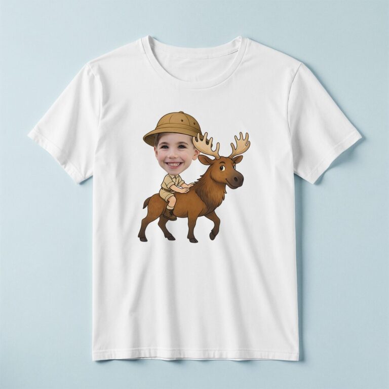 Custom Elk Safari Explorer Face Cutout – T-shirt Custom Elk Safari Explorer Face Cutout shown on a T-shirt mockup