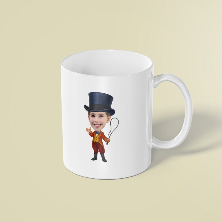 Custom Circus Ringmaster with Looped Whip Face Cutout – Mug Custom Circus Ringmaster with Looped Whip Face Cutout shown on a mug mockup
