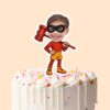Custom Masked Super Hero with Oversized Mallet Face Cutout – Cake Topper Custom Masked Super Hero with Oversized Mallet Face Cutout shown on a cake topper mockup
