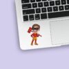 Custom Masked Super Hero with Oversized Mallet Face Cutout – Sticker Custom Masked Super Hero with Oversized Mallet Face Cutout shown on a sticker mockup