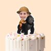 Custom Gorilla Safari Large Black-And-Gray Face Cutout – Cake Topper Custom Gorilla Safari Large Black-And-Gray Face Cutout shown on a cake topper mockup