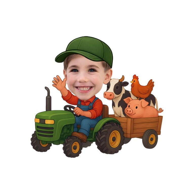 Custom Farmer Towing a Wagon of Animals Face Cutout – Original Custom Farmer Towing a Wagon of Animals Face Cutout design preview