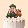 Custom Farmer Towing a Wagon of Animals Face Cutout – Cake Topper Custom Farmer Towing a Wagon of Animals Face Cutout shown on a cake topper mockup