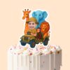 Custom Safari Driver with Jungle Animals Face Cutout – Cake Topper Custom Safari Driver with Jungle Animals Face Cutout shown on a cake topper mockup
