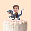 Custom Child Riding a Blue Raptor Face Cutout – Cake Topper Custom Child Riding a Blue Raptor Face Cutout shown on a cake topper mockup