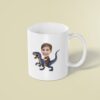 Custom Child Riding a Blue Raptor Face Cutout – Mug Custom Child Riding a Blue Raptor Face Cutout shown on a mug mockup