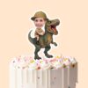 Custom Green Tyrannosaur Tan Safari Helmet Face Cutout – Cake Topper Custom Green Tyrannosaur Tan Safari Helmet Face Cutout shown on a cake topper mockup
