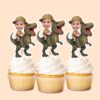 Custom Green Tyrannosaur Tan Safari Helmet Face Cutout – Cupcake Topper Custom Green Tyrannosaur Tan Safari Helmet Face Cutout shown on a cupcake topper mockup