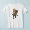 Custom Green Tyrannosaur Tan Safari Helmet Face Cutout – T-shirt Custom Green Tyrannosaur Tan Safari Helmet Face Cutout shown on a T-shirt mockup