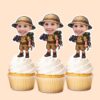 Custom Binoculars Safari Tan Safari Helmet Face Cutout – Cupcake Topper Custom Binoculars Safari Tan Safari Helmet Face Cutout shown on a cupcake topper mockup
