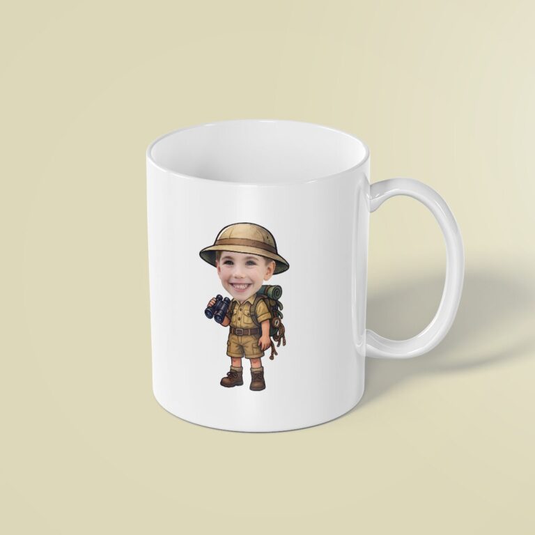 Custom Binoculars Safari Tan Safari Helmet Face Cutout – Mug Custom Binoculars Safari Tan Safari Helmet Face Cutout shown on a mug mockup