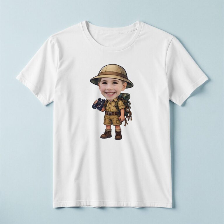 Custom Binoculars Safari Tan Safari Helmet Face Cutout – T-shirt Custom Binoculars Safari Tan Safari Helmet Face Cutout shown on a T-shirt mockup