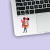 Custom Polka-Dot Bow Birthday Child Holding Face Cutout – Sticker Custom Polka-Dot Bow Birthday Child Holding Face Cutout shown on a sticker mockup