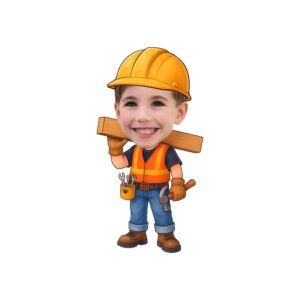 Custom Construction Worker Carrying Lumber Face Cutout – Original Custom Construction Worker Carrying Lumber Face Cutout design preview