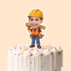 Custom Construction Worker Carrying Lumber Face Cutout – Cake Topper Custom Construction Worker Carrying Lumber Face Cutout shown on a cake topper mockup