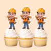 Custom Construction Worker Carrying Lumber Face Cutout – Cupcake Topper Custom Construction Worker Carrying Lumber Face Cutout shown on a cupcake topper mockup