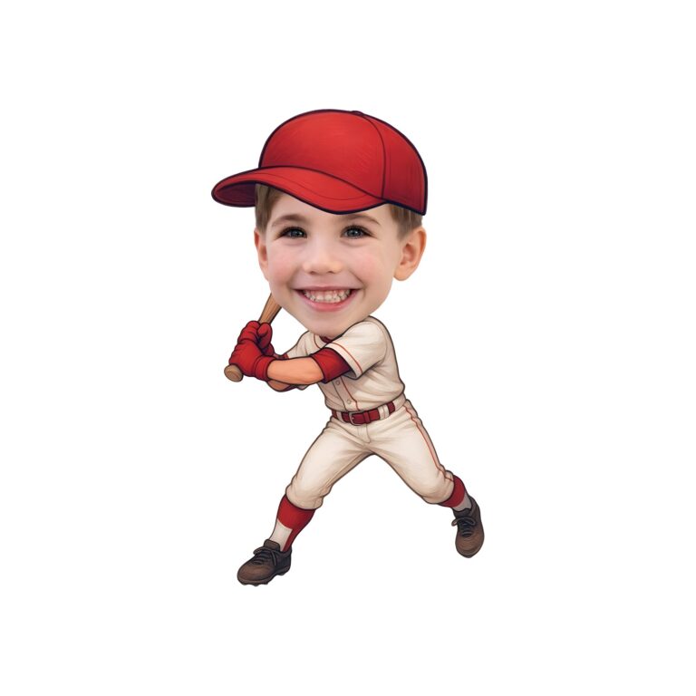 Custom Baseball Batter in Red Cap Face Cutout – Original Custom Baseball Batter in Red Cap Face Cutout design preview
