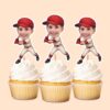 Custom Baseball Batter in Red Cap Face Cutout – Cupcake Topper Custom Baseball Batter in Red Cap Face Cutout shown on a cupcake topper mockup