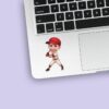 Custom Baseball Batter in Red Cap Face Cutout – Sticker Custom Baseball Batter in Red Cap Face Cutout shown on a sticker mockup