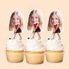 Custom Female Golfer Addressing a Ball Face Cutout – Cupcake Topper Custom Female Golfer Addressing a Ball Face Cutout shown on a cupcake topper mockup