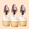 Custom Female American Football Runner Face Cutout – Cupcake Topper Custom Female American Football Runner Face Cutout shown on a cupcake topper mockup
