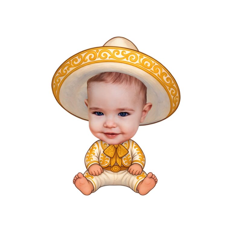 Custom Baby in a Gold Embroidered Charro Face Cutout – Original Custom Baby in a Gold Embroidered Charro Face Cutout design preview