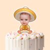 Custom Baby in a Gold Embroidered Charro Face Cutout – Cake Topper Custom Baby in a Gold Embroidered Charro Face Cutout shown on a cake topper mockup