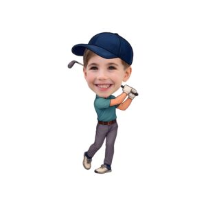 Custom Golfer Completing a Swing Navy Cap Face Cutout – Original Custom Golfer Completing a Swing Navy Cap Face Cutout design preview