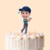 Custom Golfer Completing a Swing Navy Cap Face Cutout – Cake Topper Custom Golfer Completing a Swing Navy Cap Face Cutout shown on a cake topper mockup