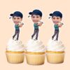 Custom Golfer Completing a Swing Navy Cap Face Cutout – Cupcake Topper Custom Golfer Completing a Swing Navy Cap Face Cutout shown on a cupcake topper mockup