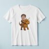 Custom Child Riding an Orange Triceratops Face Cutout – T-shirt Custom Child Riding an Orange Triceratops Face Cutout shown on a T-shirt mockup