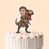 Custom Brown Tyrannosaur Rider Explorer Outfit Face Cutout – Cake Topper Custom Brown Tyrannosaur Rider Explorer Outfit Face Cutout shown on a cake topper mockup