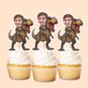 Custom Brown Tyrannosaur Rider Explorer Outfit Face Cutout – Cupcake Topper Custom Brown Tyrannosaur Rider Explorer Outfit Face Cutout shown on a cupcake topper mockup