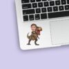 Custom Brown Tyrannosaur Rider Explorer Outfit Face Cutout – Sticker Custom Brown Tyrannosaur Rider Explorer Outfit Face Cutout shown on a sticker mockup