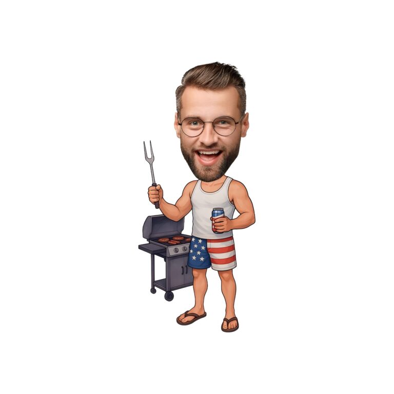 Custom Patriotic Backyard Griller Face Cutout – Original Custom Patriotic Backyard Griller Face Cutout design preview