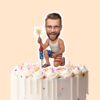 Custom Patriotic Fireworks Celebrant Face Cutout – Cake Topper Custom Patriotic Fireworks Celebrant Face Cutout shown on a cake topper mockup