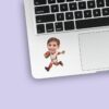 Custom Cream-Uniform Football Runner Face Cutout – Sticker Custom Cream-Uniform Football Runner Face Cutout shown on a sticker mockup
