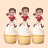 Custom Red-Shirt Football Thrower Face Cutout – Cupcake Topper Custom Red-Shirt Football Thrower Face Cutout shown on a cupcake topper mockup